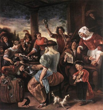 the merry drinker wga Painting - A Merry Party Dutch genre painter Jan Steen